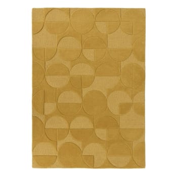 FR DESIGN - Tapis géométrique design en laine jaune 120x170