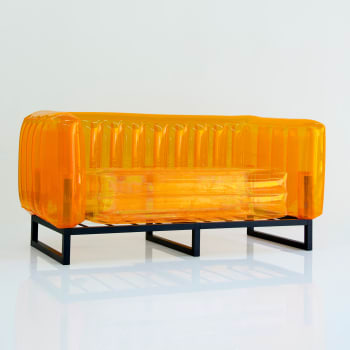 YOMI EKO - Canapé cadre aluminium assise thermoplastique orange