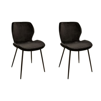 Ibra - Lot de 2 chaises en velours noir