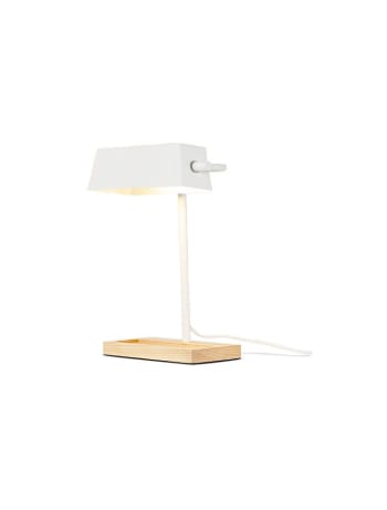 CAMBRIDGE - Lampe de bureau bois/métal blanc H40cm