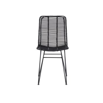 Bohema - Stuhl aus Rattan und schwarzem Metall
