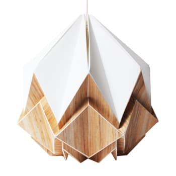 HANAHI - Suspension origami en ecowood et papier blanc taille S