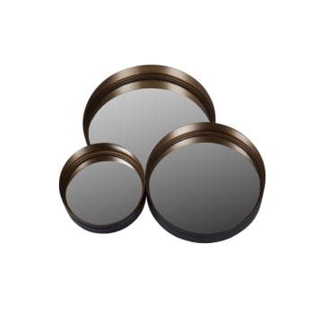 Dolce - Miroirs ronds en métal couleur laiton  (set de 3)