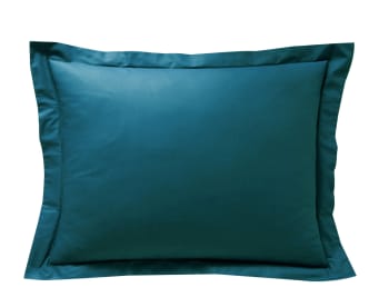 PERCALE - Taie d'oreiller 50x70 en percale de coton  bleu canard