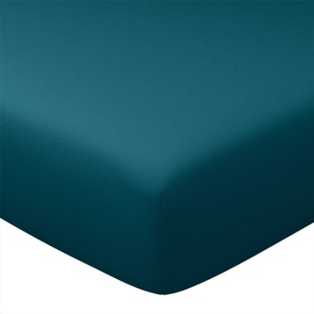 Percale 2015 - Drap-housse 180x200x28 bleu canard en coton