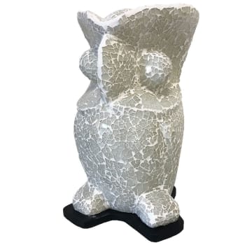CHOUETTE - Lampe blanche en verre chouette 33 cm
