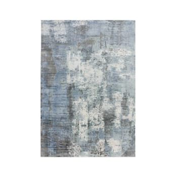 Tapis de salon moderne viscose tissé main bleu 160 x 230