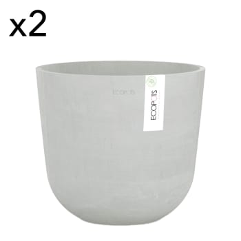 OSLO - Pots de fleurs blanc gris D25 - lot de 2