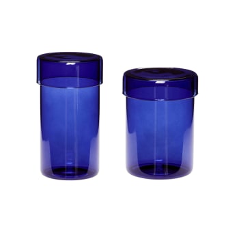 BOCAL - Set de 2 pots en verre bleu