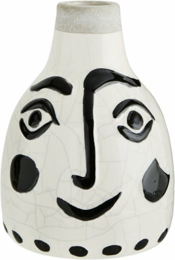MADAME - Vase visage en céramique blanche et noire H21cm