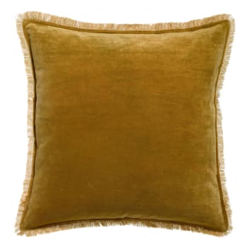 Fara - Coussin uni  en coton bronze 45 x 45