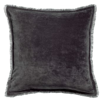 Fara - Coussin uni  en coton ombre 45 x 45
