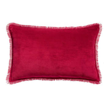 Fara - Coussin uni  en coton rubis 30 x 50