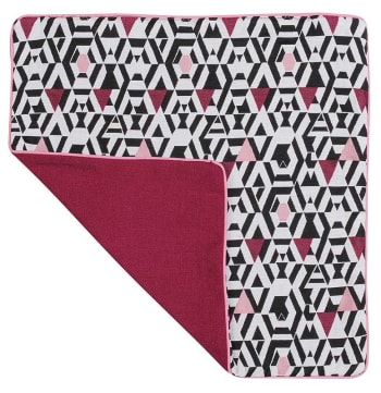 KIM - Housse de coussin motifs géométriques polyester/coton bordeaux 40x40