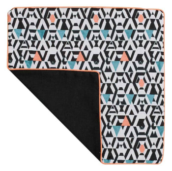 KIM - Housse de coussin motifs géométriques polyester/coton bleu 40x40 cm