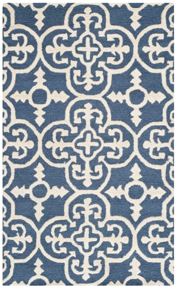 Cambridge - Tapis de salon interieur en bleu marine & ivoire, 91 x 152 cm