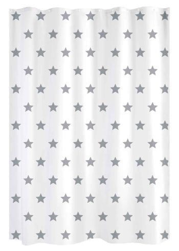 Rideau de douche etoilé polyester blanc/gris x