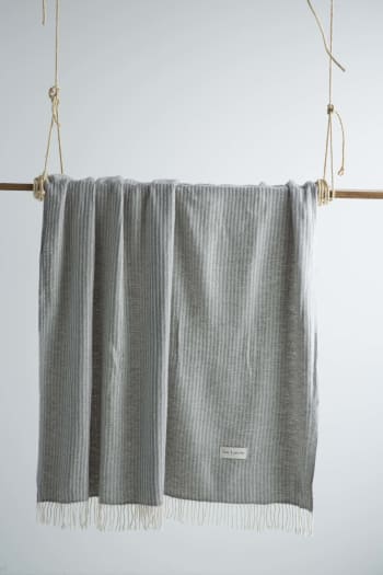 JURA - Plaid en coton gris 130x170