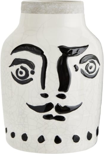 MONSIEUR - Vase visage en céramique blanche H28cm
