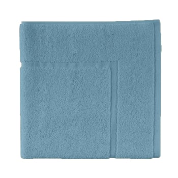 AQUA - Tapis de bain uni en coton bleu Baltique 60x60