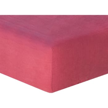 Hortense - Drap housse lin lavé rose framboise 200x200x40