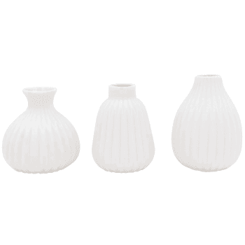 DESIGN - Set de 3 petits vases en porcelaine blanche