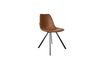 Franky - Chaise en cuir marron