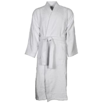 Luxury - Peignoir col kimono en coton  Blanc L