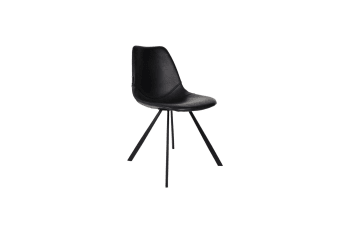 Franky - Chaise en cuir noir