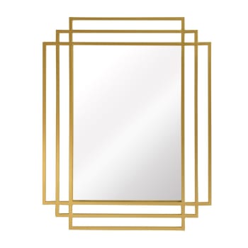 Ginger - Miroir Art Déco rectangulaire en métal doré 101 x 76 cm
