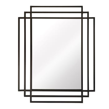 Ginger - Miroir Art Déco rectangulaire en métal noir 101 x 76 cm