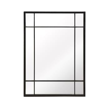 Wallis - Miroir Art Déco rectangulaire en métal noir 97 x 67 cm