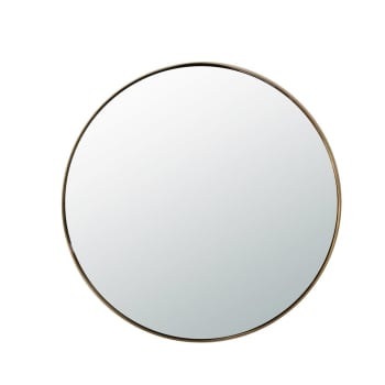 Miroir rond en laiton -40.000x0.000 cm - Or - Métal