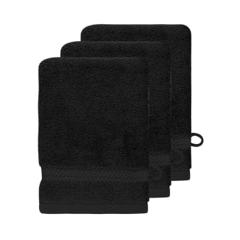Luxury - Lot de 3 gants de toilette 550 g/m²  noir 16x22 cm