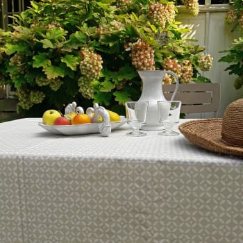 Mosaïque - Nappe enduite coton beige carrée 120 x 120 cm