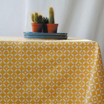 Mosaïque - Nappe en coton enduit jaune rectangle 160 x 200 cm