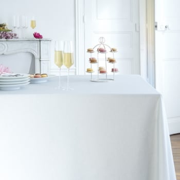Uni - Nappe en coton enduit pastel rectangle 160 x 200 cm