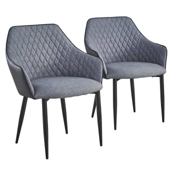 LOUISA - Lot de 2 chaises gris et noir