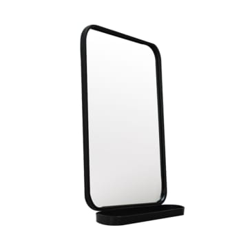 Bricklane - Miroir avec étagère en métal noir 51x78