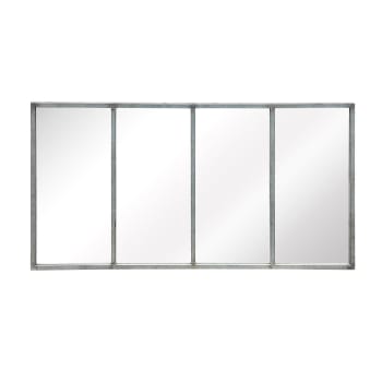 Barney - Miroir atelier verrière en métal gris 75x140