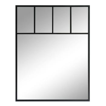 Bricklane - Miroir verrière compartimenté métal noir 90x120