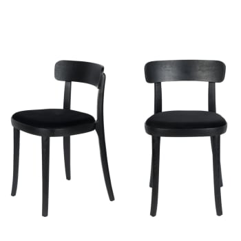 BRANDON - Lot de 2 chaises en velours et bois noir