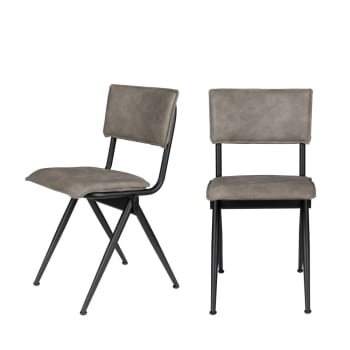 NEW WILLOW - 2 chaises en simili gris