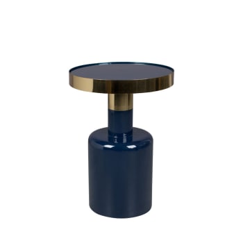 Glam - Table d'appoint ronde en métal D36cm bleu foncé