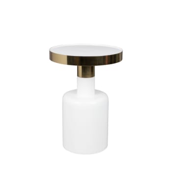 Glam - Table d'appoint ronde en métal D36cm blanc