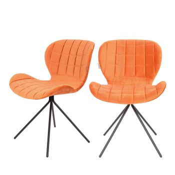 OMG - 2 chaises velours orange