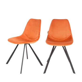 FRANKY - 2 chaises en velours orange