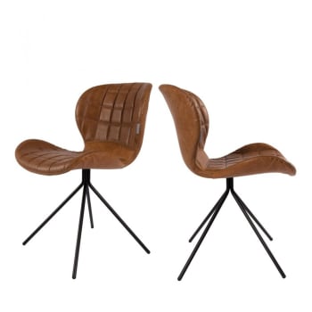 OMG - 2 sillas de diseño con aspecto de cuero marrón