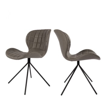 OMG - 2 sillas de diseño de aspecto cuero gris