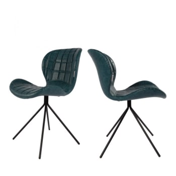 OMG - 2 sillones de diseño con aspecto de cuero azul